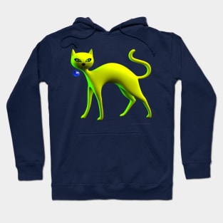 The Yellow Cat And Glass Blue Cherry Hoodie